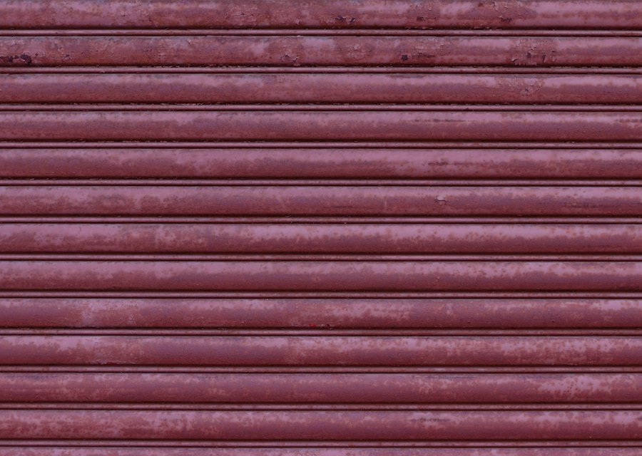 Close up of a red garage door