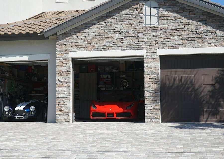 Car is parked in the garage of a house